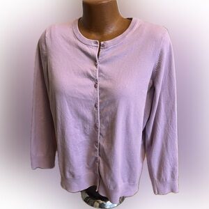 Talbots woman pale lilac pima cotton cardigan sweater 1X 2X Easter 💕